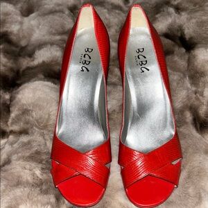 BCBG Red Cross Strap Heels